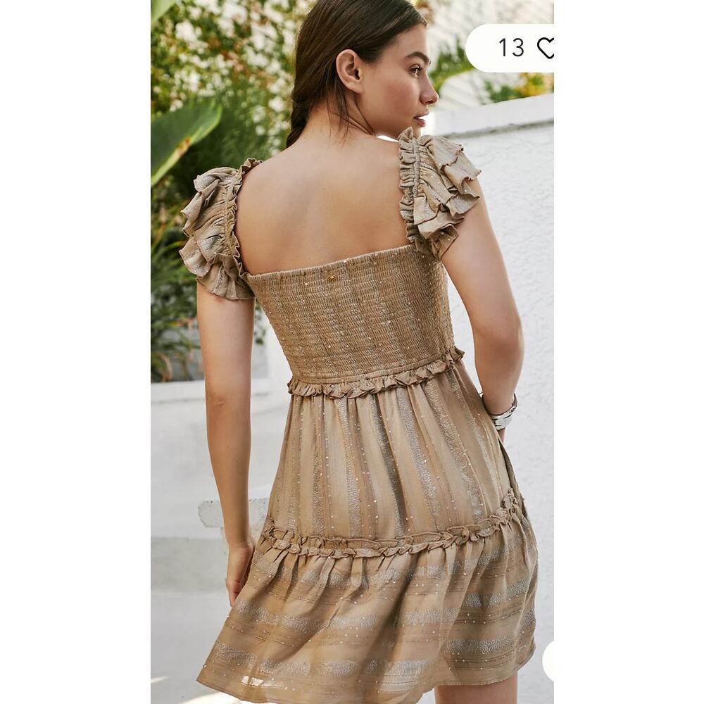 PQ Swim‎ Carrie Tan Square-Neck Tier Dress Size Medium/Large - Picture 3 of 11